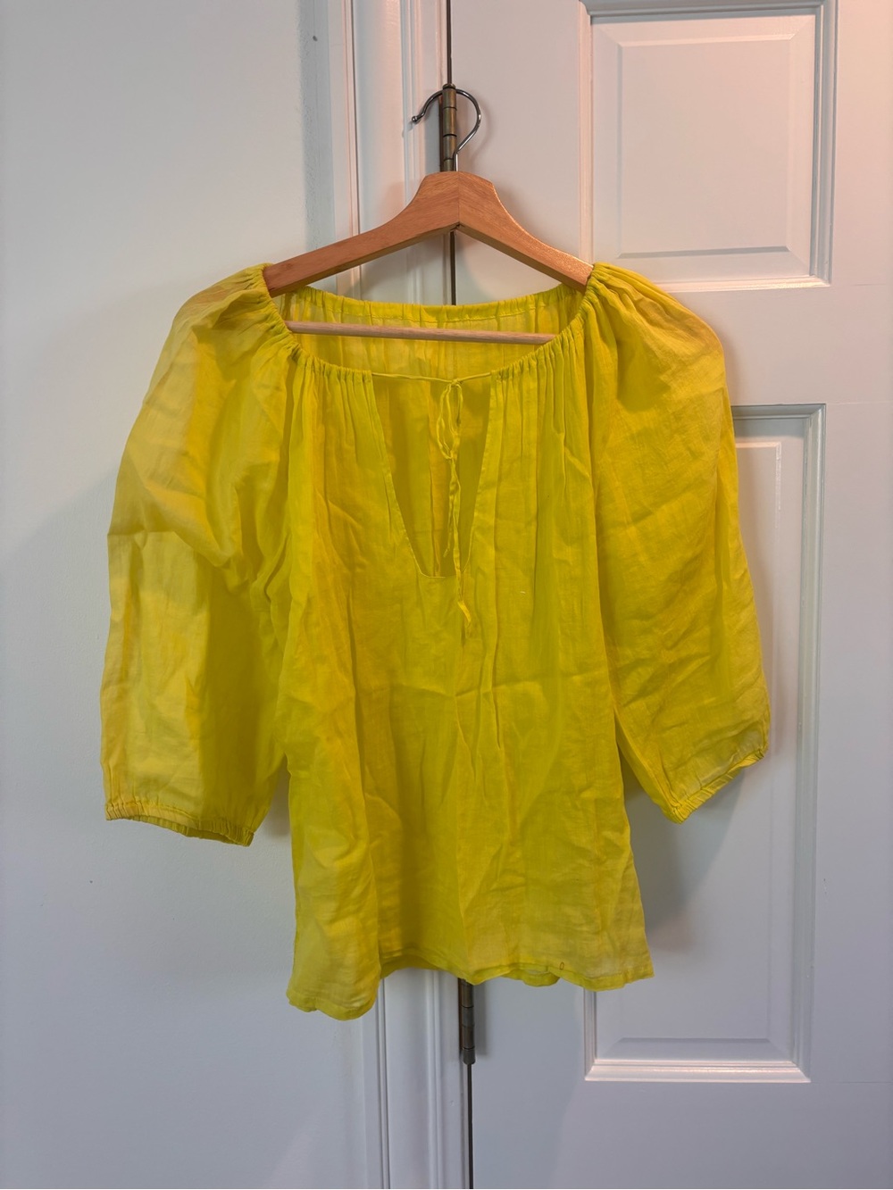 Yellow Off-Shoulder Peasant Blouse
